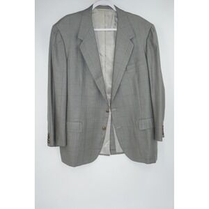 Oxxford Clothes Blazer Sport Coat Brown Blue‎ Check Wool Neiman Marcus 46